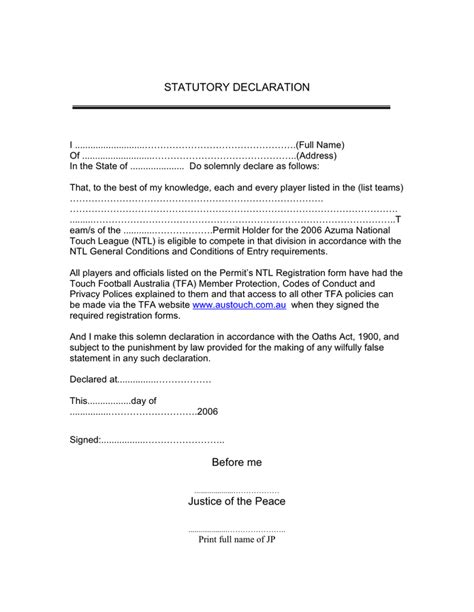 statutory declaration wording.